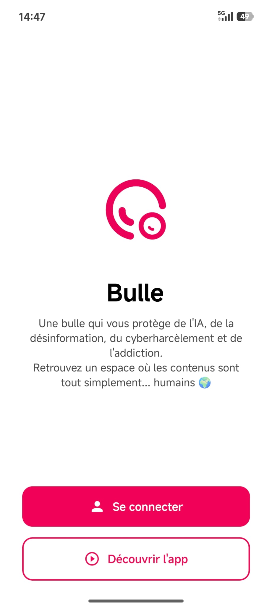 Écran 1 — accueil Bulle